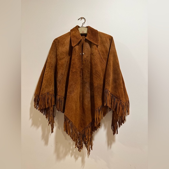 Vintage Other - Vintage 1970’s Tan Suede Fringe Poncho